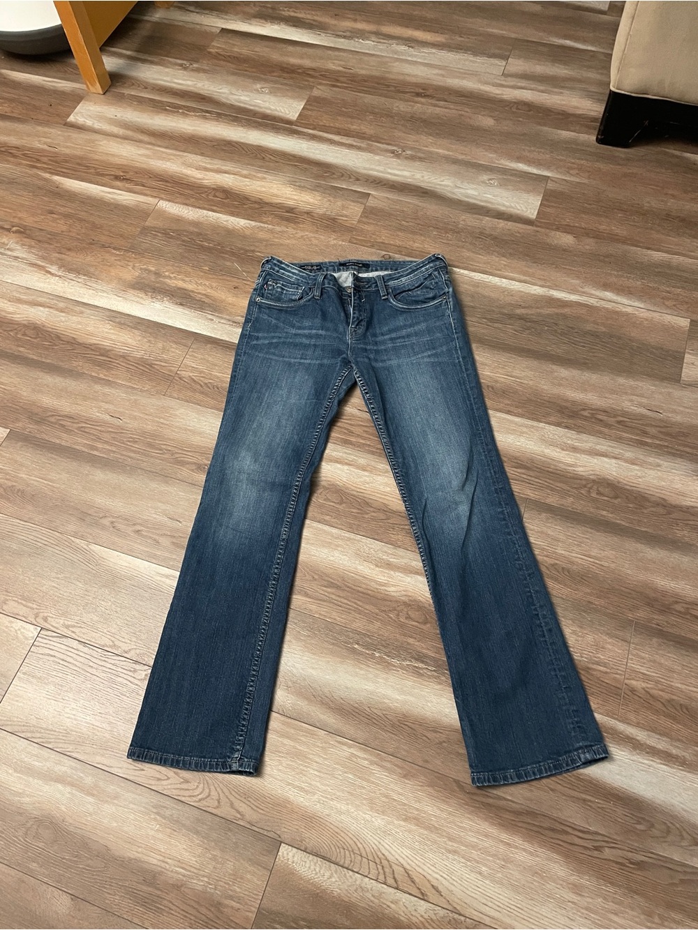 Vigoss Dark Blue Flare Jeans with Subtle Whiskering